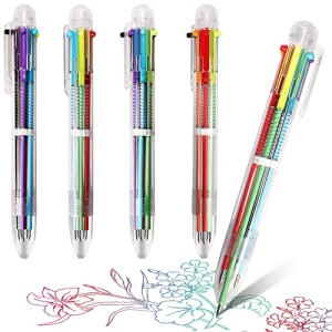 SFLHHDM 4 Pack Ballpoint Pen, 6-in-1 Multicolor Retractable Ballpoint Pens, 0.5mm Colorful Ink Pen, Multi Color Pen for School Office Supplies, Colorful Pens for Kids Party Favors,Children Gift